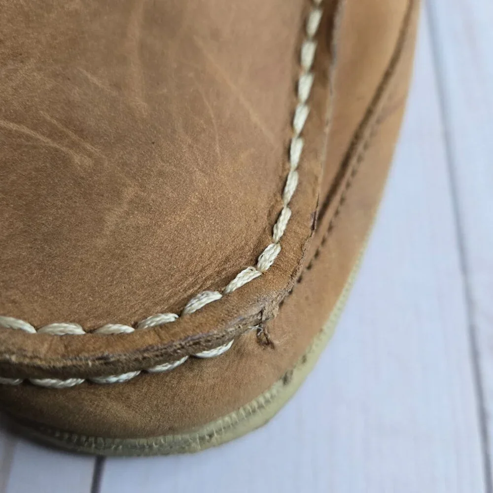 Sperry Lanyard Leather Boat Shoes Tan Kids Big Boy Size 5M